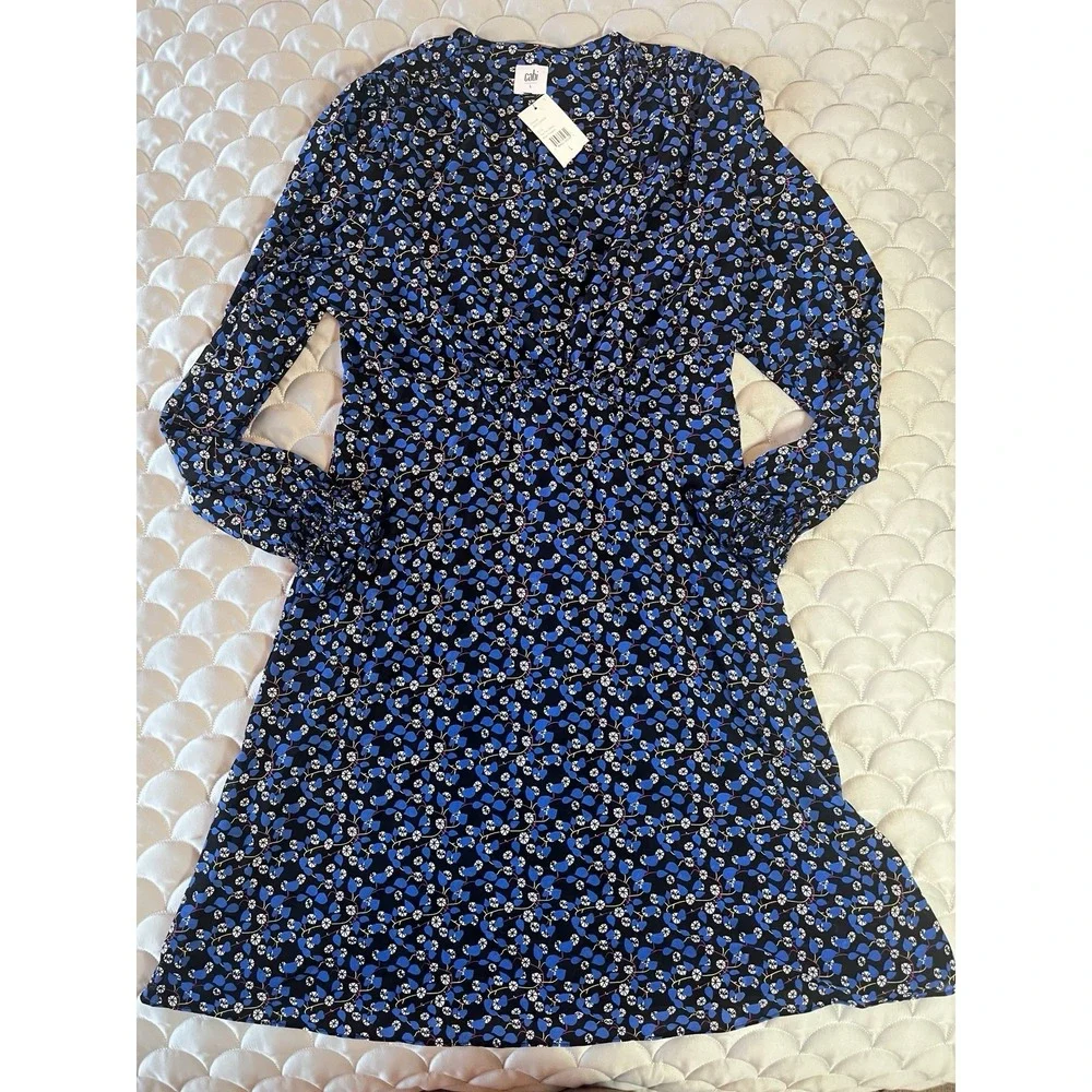 CAbi Womens Dress large Blue #5772 The Ten Dress Long Sleeve Short Dress - Picture 1 of 9